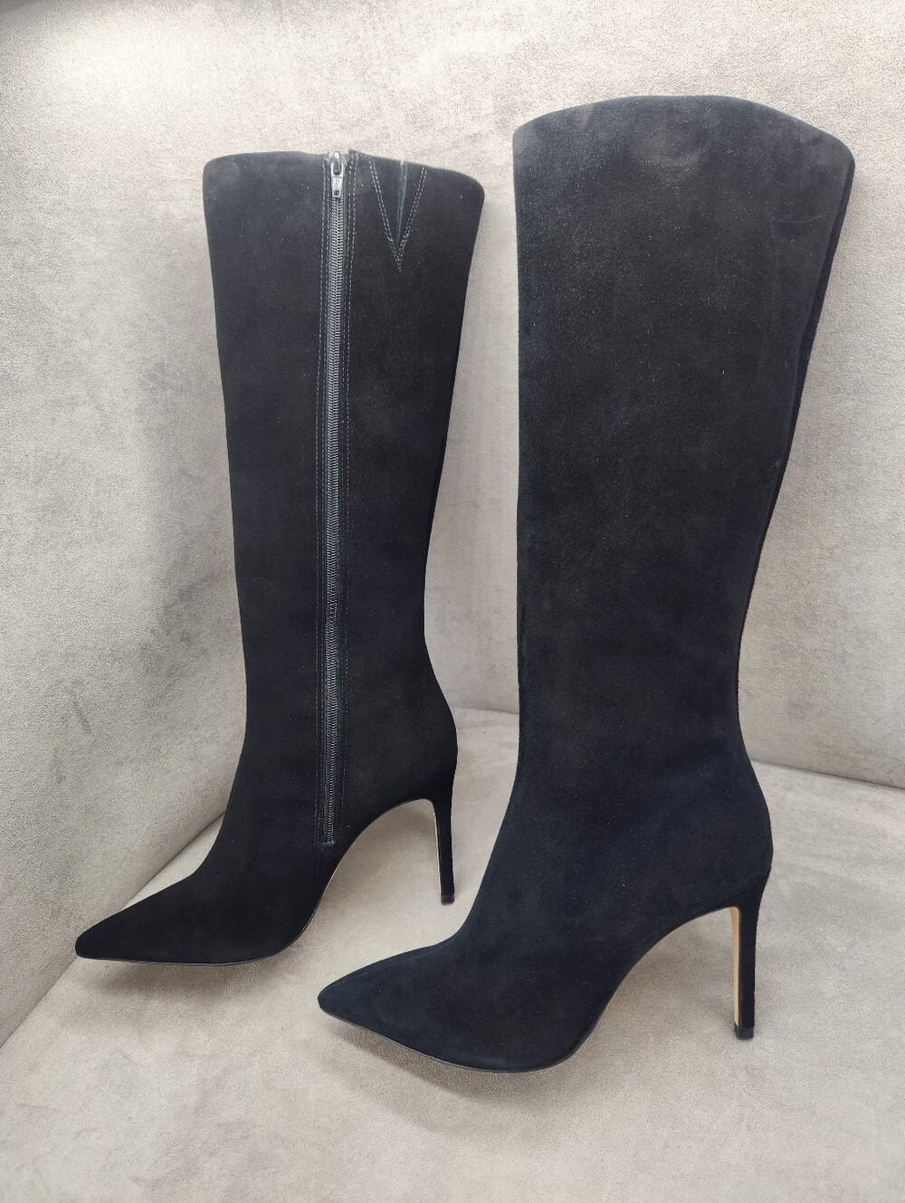 Gianni Bini Dress Boots 9 Black Suede Salah Stiletto Heel Pointy Sexy New $210